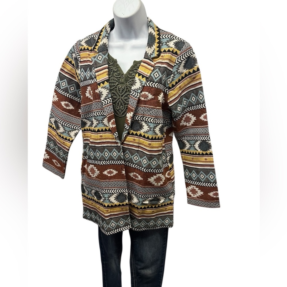 Sacred Threads Multicolor Patterned Jacket NWT - image 1
